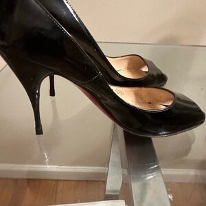 Patent Leather Peep Toe Pumps